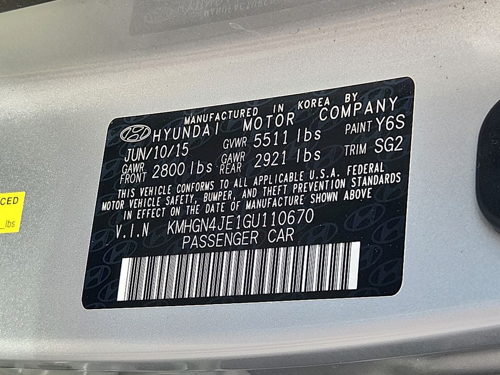 2016 Hyundai Genesis 3.8L