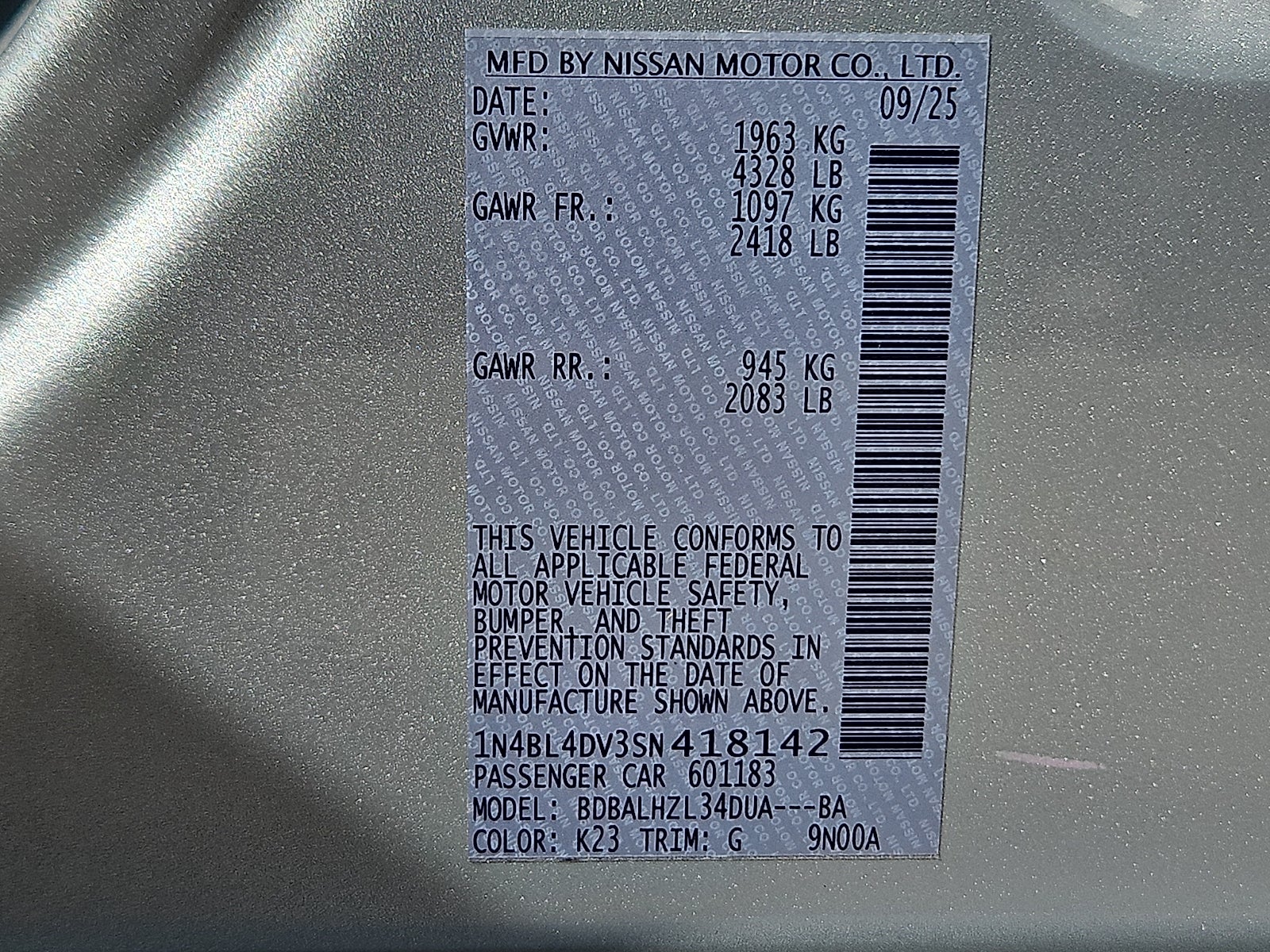 2025 Nissan Altima SV