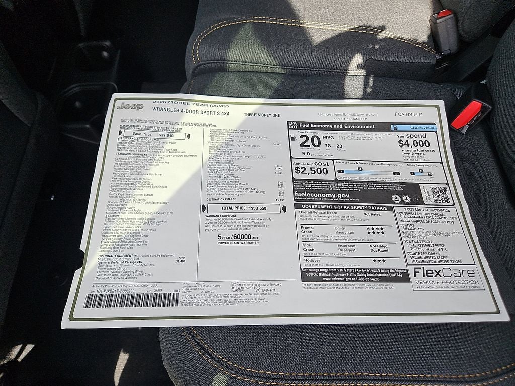 2026 Jeep Wrangler WRANGLER 4-DOOR SPORT S