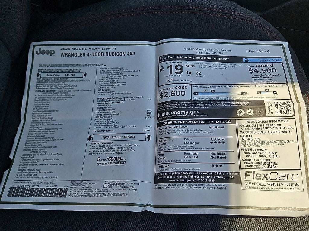2026 Jeep Wrangler WRANGLER 4-DOOR RUBICON