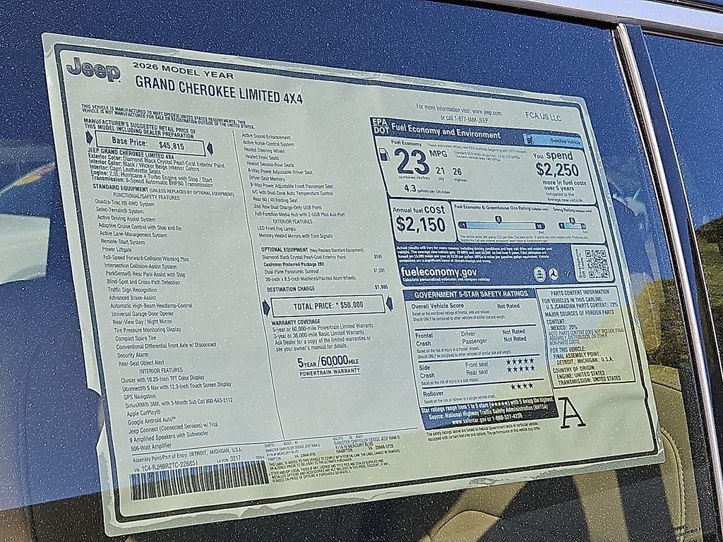 2026 Jeep Grand Cherokee GRAND CHEROKEE LIMITED 4X4