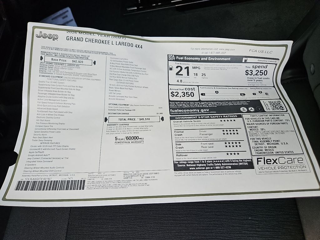 2026 Jeep Grand Cherokee GRAND CHEROKEE L LAREDO 4X4