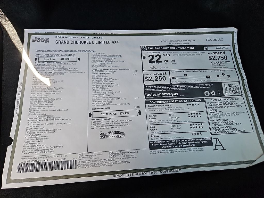 2026 Jeep Grand Cherokee GRAND CHEROKEE L LIMITED 4X4