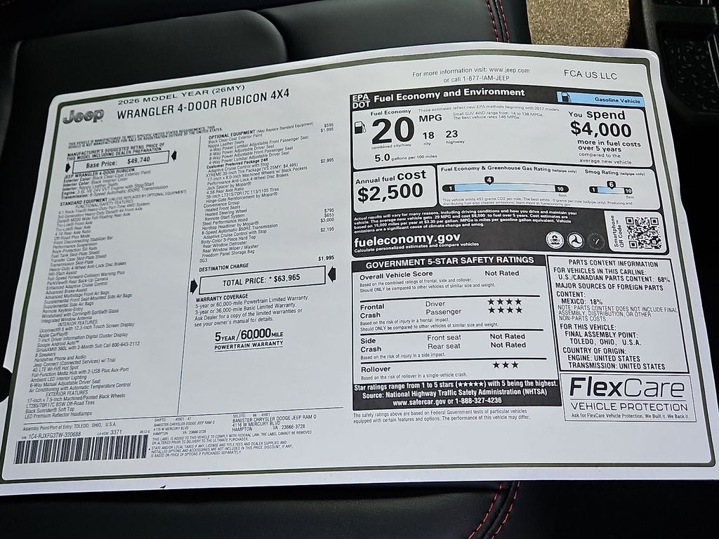 2026 Jeep Wrangler WRANGLER 4-DOOR RUBICON