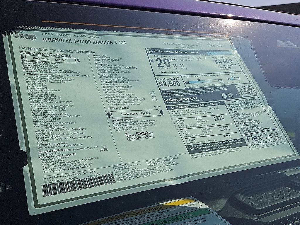 2026 Jeep Wrangler WRANGLER 4-DOOR RUBICON X
