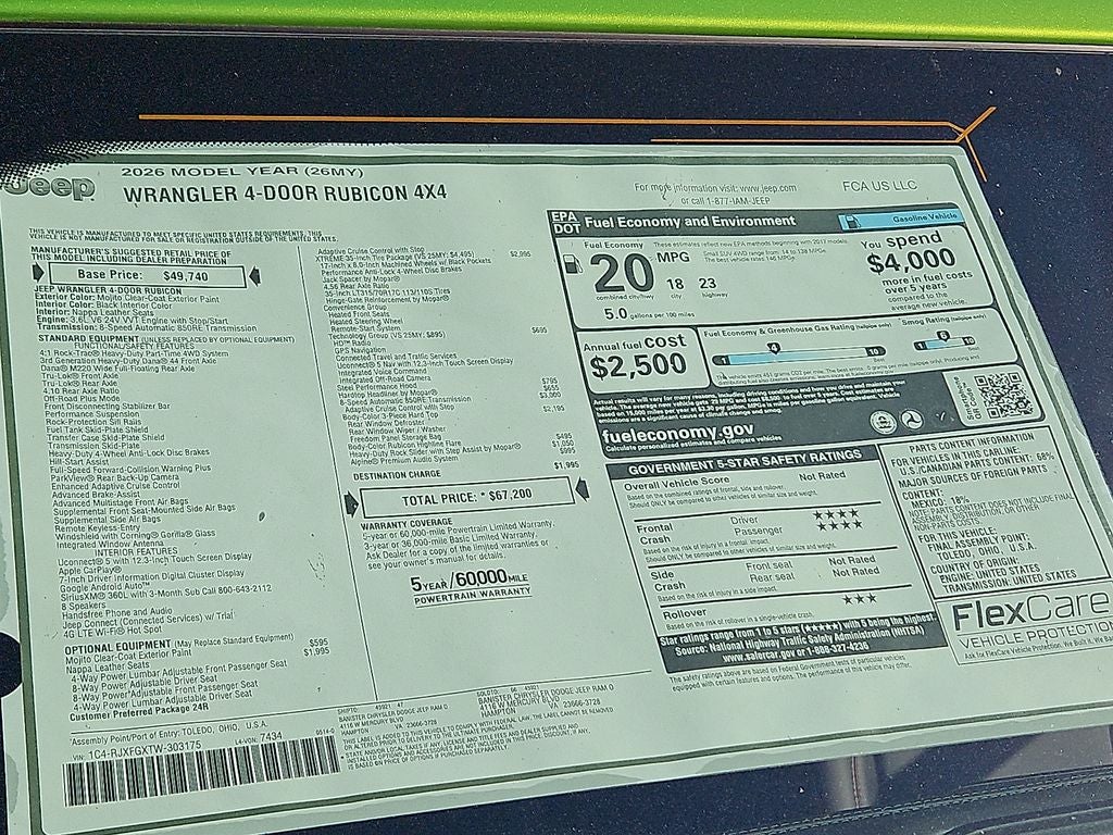 2026 Jeep Wrangler WRANGLER 4-DOOR RUBICON