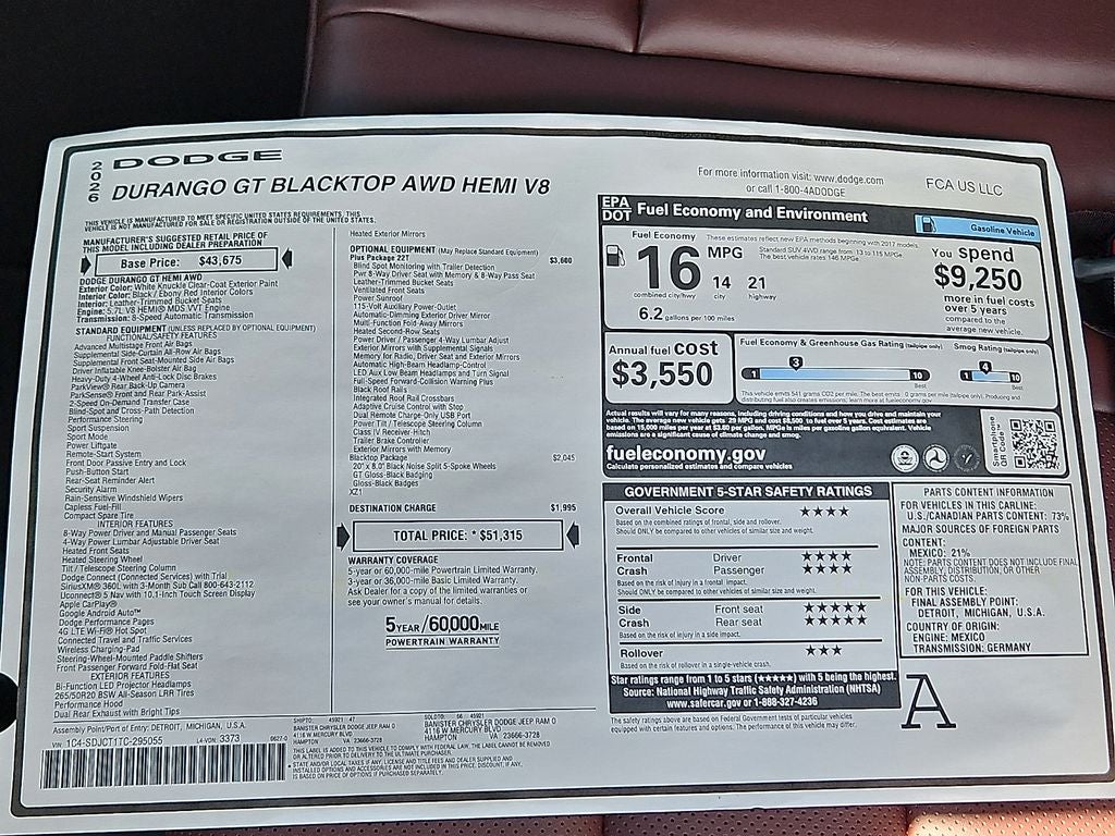 2026 Dodge Durango DURANGO GT PLUS AWD HEMI V8