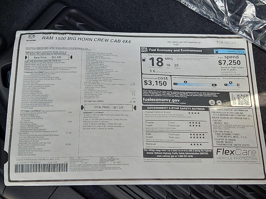 2026 RAM 1500 RAM 1500 BIG HORN CREW CAB 4X4 5'7' BOX