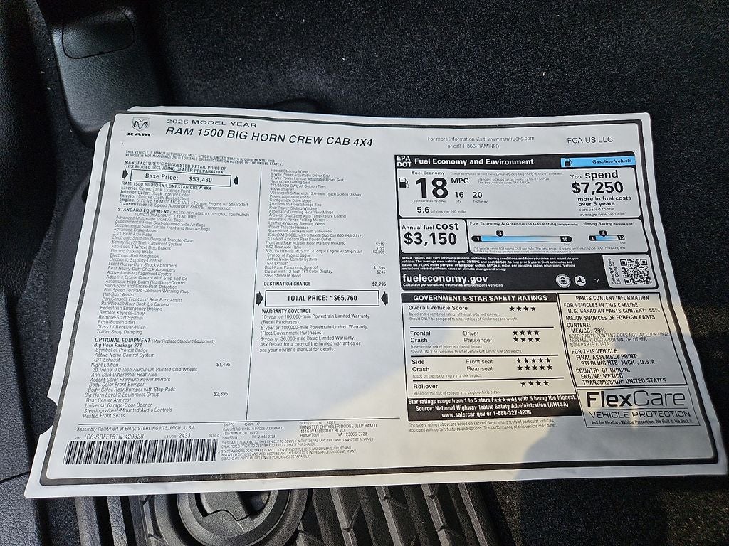 2026 RAM Ram 1500 RAM 1500 BIG HORN CREW CAB 4X4 5'7' BOX