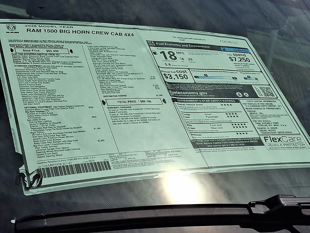 2026 RAM Ram 1500 RAM 1500 BIG HORN CREW CAB 4X4 5'7' BOX