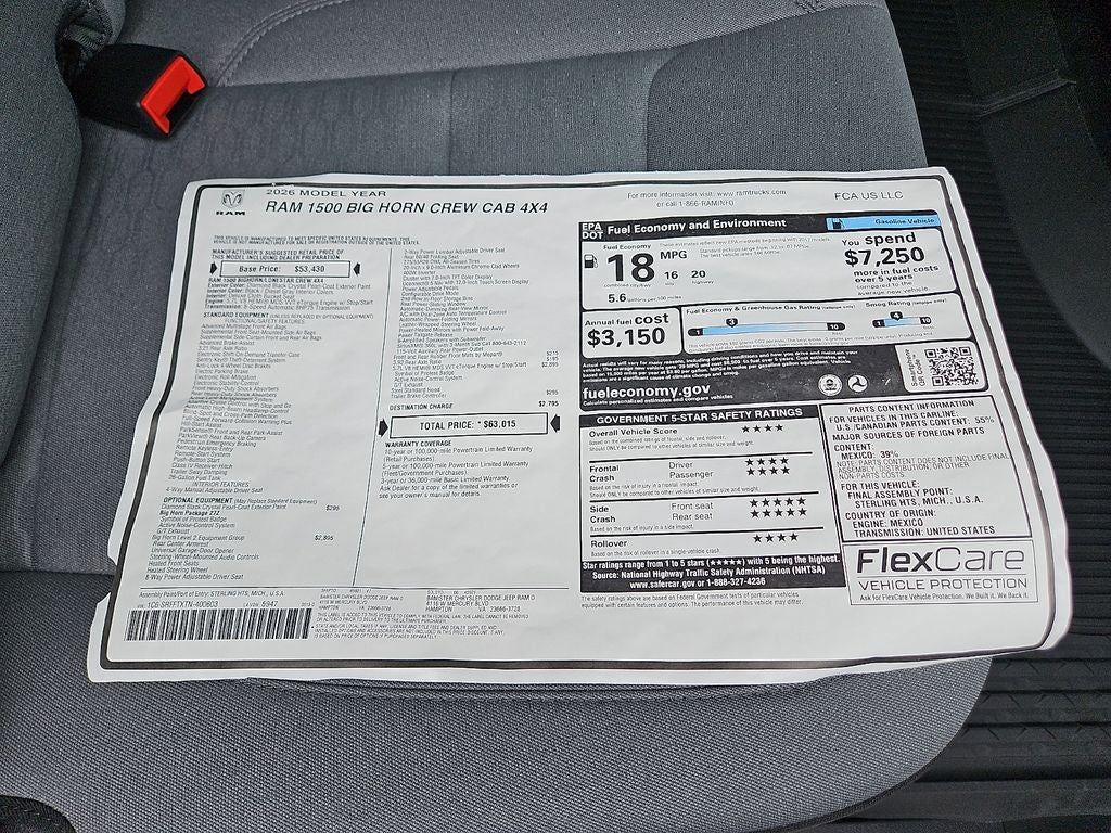 2026 RAM Ram 1500 RAM 1500 BIG HORN CREW CAB 4X4 5'7' BOX