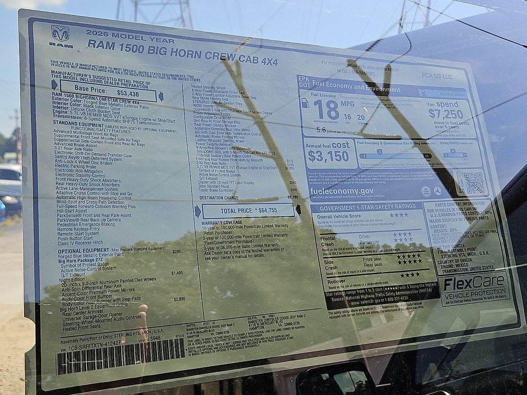 2026 RAM 1500 RAM 1500 BIG HORN CREW CAB 4X4 5'7' BOX