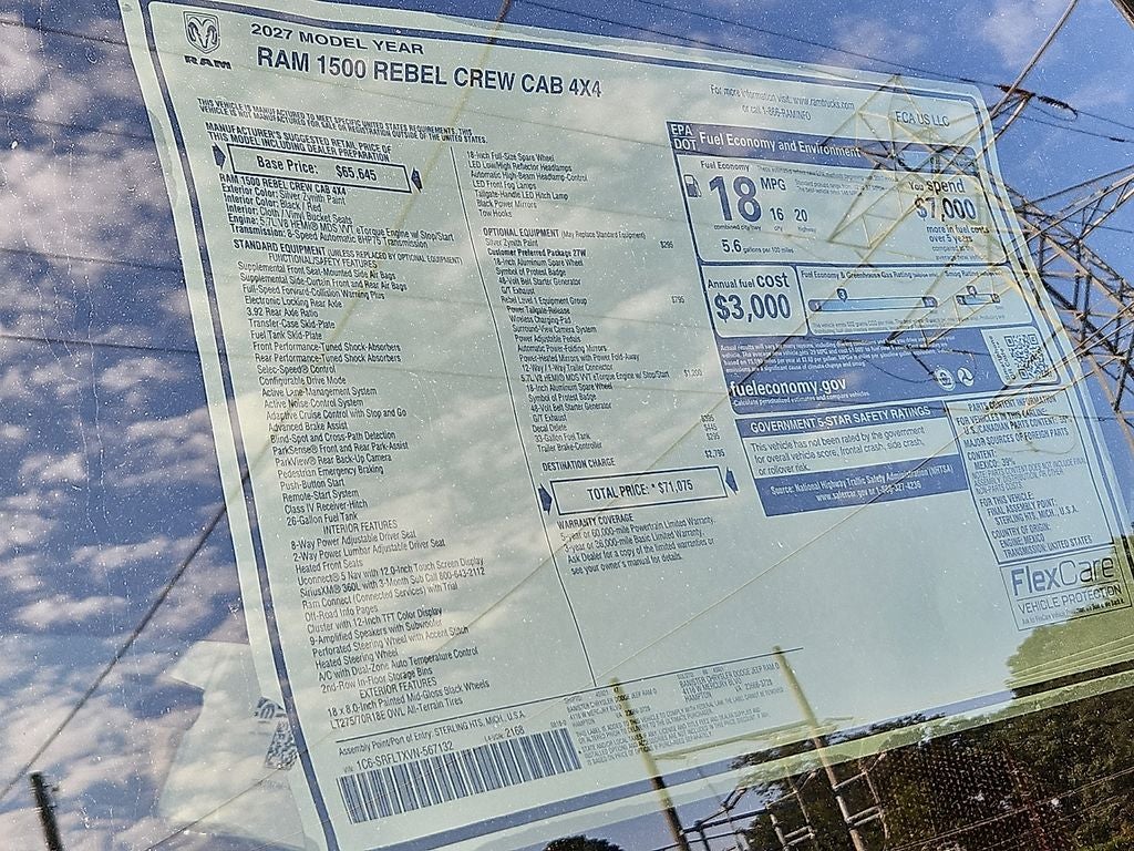 2027 RAM Ram 1500 RAM 1500 REBEL CREW CAB 4X4 5'7' BOX