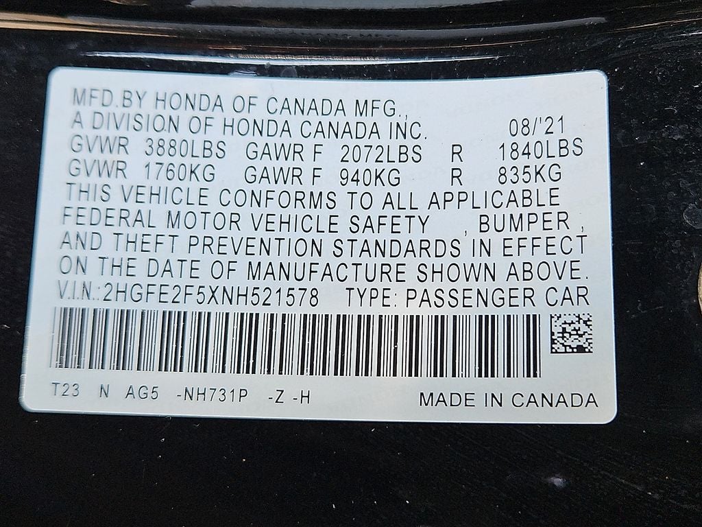 2022 Honda Civic Sport