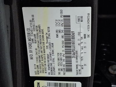 2019 Ford Fusion Hybrid SE