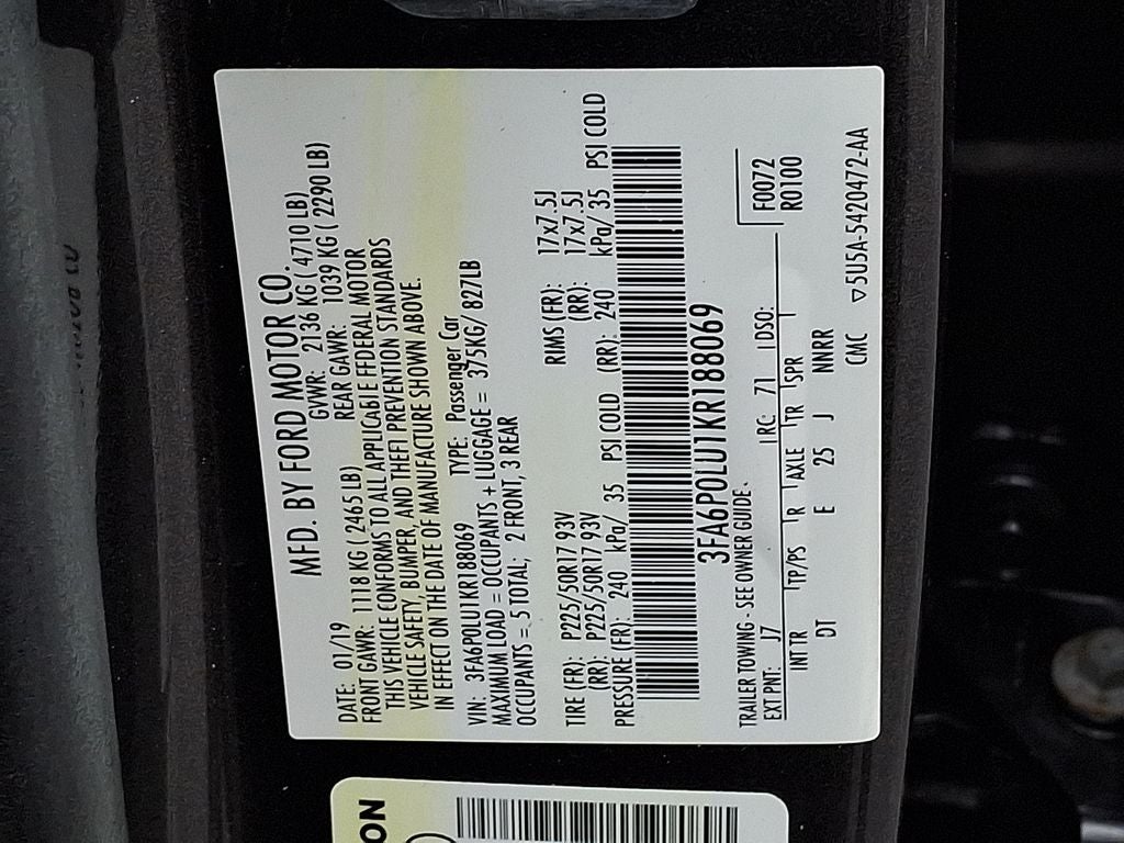 2019 Ford Fusion Hybrid SE