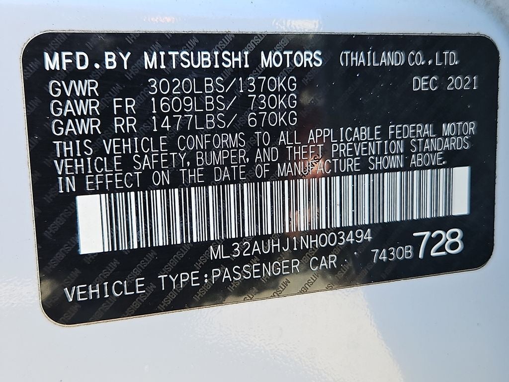 2022 Mitsubishi Mirage ES